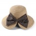 Fashion Summer  Lady Wide Brim Beach Cap Bucket Straw Bowknot V Cut Sun Hat  eb-67054119